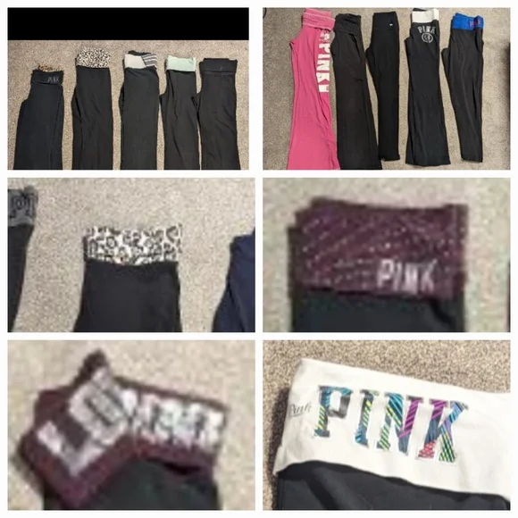 FOLDOVER VS PINK YOGA PANTS LEGGINGS FLARE WIDE FOLD OVER VINTAGE - Picture 11 of 11